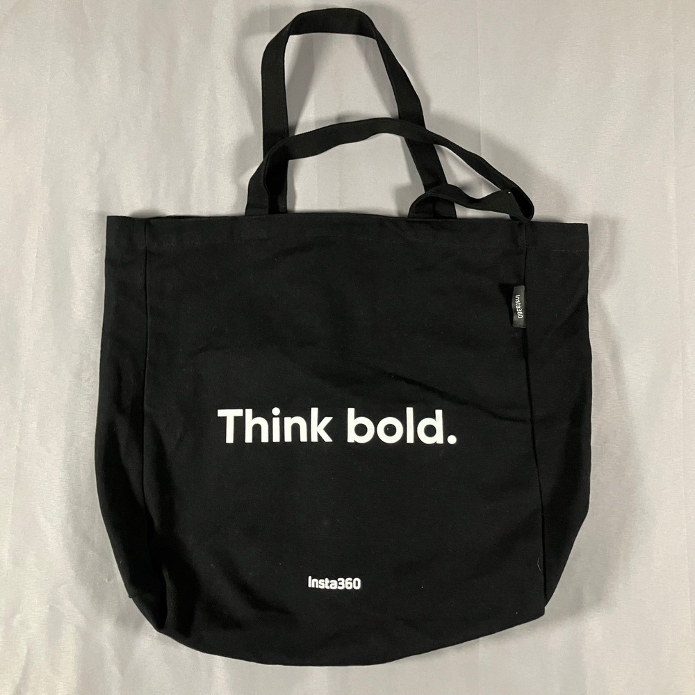 Insta360 Think Bold Black Canvas Tote Bag‎ Promotional Tech Swag 17x15